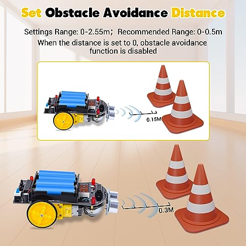 MiOYOOW Ultrasonic Ranging Obstacle Avoidance DIY Car Kit for Students | Adjustable Obstacle Avoidance Distance, Beginners Soldering Practice Kit, STEM Electronics Project for Home & School Learning
