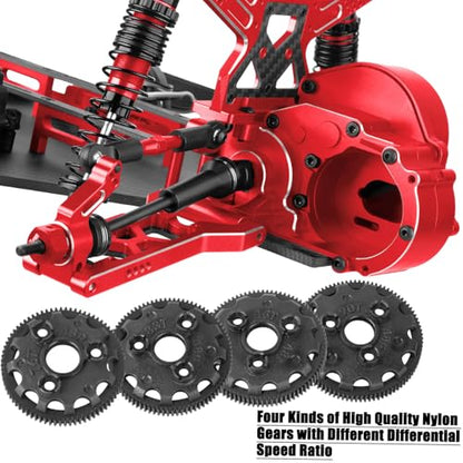 Upgrades Parts for 1/10 Slash 2WD LCG,Carbon Skid Plate&Aluminum RC Shocks&Drive Shaft CVD&A Arms&Steering Block&272R Gearbox&Adjustable Links&Shock Tower&Front Bulkhead,Red - color: Red(hops Up)