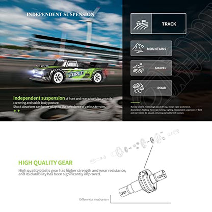 GoolRC WLtoys 284131 RC Drift Car, 1:28 Scale 4WD 30KM/H High Speed Electric Drifting Car RTR, Metal Chassis, 2 Batteries for Adults