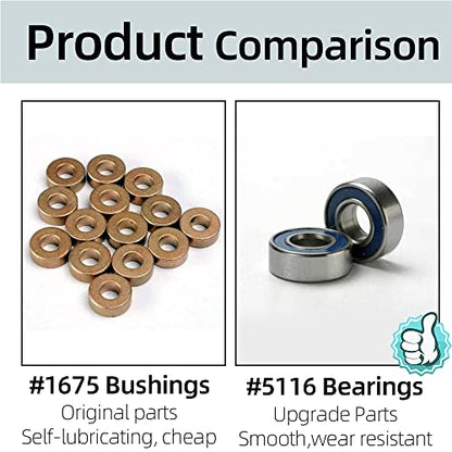 TRA Kit 5116 Ball Bearings, Blue Rubber Sealed 5x11x4mm (10) with 1985 PTFE-Coated Washers, 5x8x0.5mm (20) for Traxxas