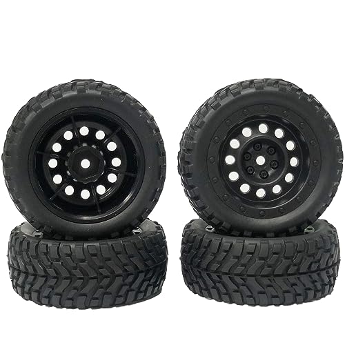 4PCS 75mm Rubber Tyres Tires with Foam Inserts and Plastic Wheel Rims 12mm Hex for 1/10 On-Road RC Drift Touring Car 1/14 1/16 1/18 Rally Car Replacement Parts(V-Black) - color: V-black