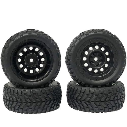 4PCS 75mm Rubber Tyres Tires with Foam Inserts and Plastic Wheel Rims 12mm Hex for 1/10 On-Road RC Drift Touring Car 1/14 1/16 1/18 Rally Car Replacement Parts(V-Black) - color: V-black