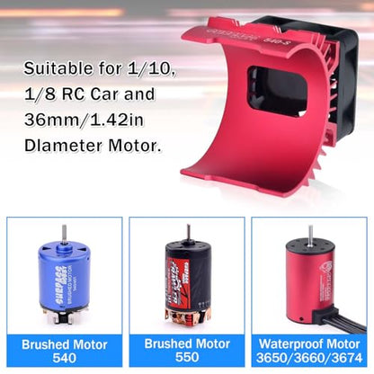 Rc Motor Fan 30mm High Speed Heatsink 28000RPM with Metal Cover 3650 3660 540 550 Brushless Motor Heatsink for 1/10 36mm 38mm Diameter Size RC