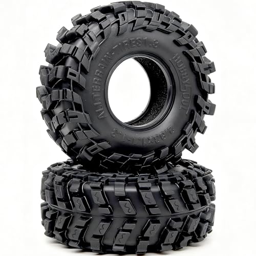 HOBBYSOUL 1.3 All Terrain RC Tires 72×28mm 4-Pack For TRX4M SCX24 Crawlers | High-grip soft sticky tires for mud & rock climbing,foam inserts,upgrade for 1/18 TRX4M High Trail & 1/24 micro RC crawler - style: 1.3 All Terrain Tires-72mm Tall