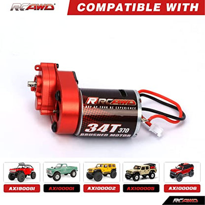 RCAWD 330% More Power 370 Motor SCX24 Transmission Gearbox Set for Axial 1/24 SCX24 AX26 Series Upgrades Part Red - color: Red