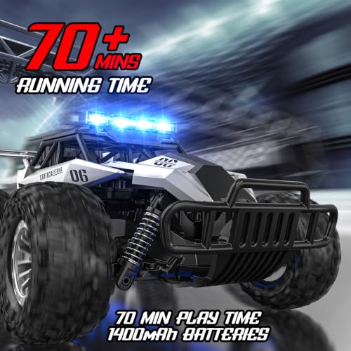 BLUEJAY Remote Control Car, 2.4GHz High Speed 33KM/H RC Cars Toys | 1:12 Monster RC Truck Off Road with LED Headlight and Rechargeable Battery Gifts for Adults Boys 8-12 - color: Metal Silver