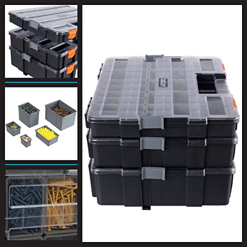 Stalwart Tool Box Organizer - 3-in-1 Portable Small Parts Organizer, Gray
