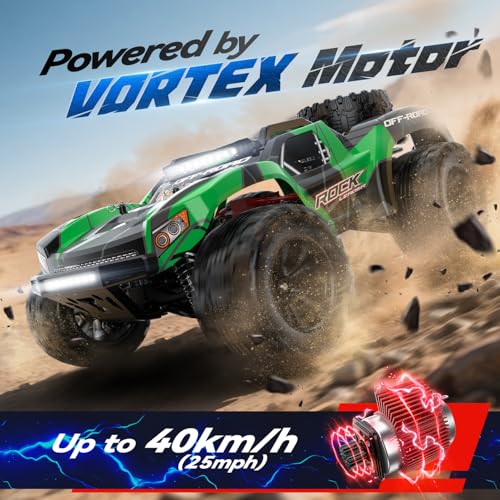 JM Racing 1:12 RC Car, 40KPH 4WD Off-Road Monster Truck for Adults and Kids | Rechargeable Battery, Waterproof RTR Design, LED Lights, Spare Tire, All-Terrain Racing Toy for Boys, Teens and Hobby Drivers