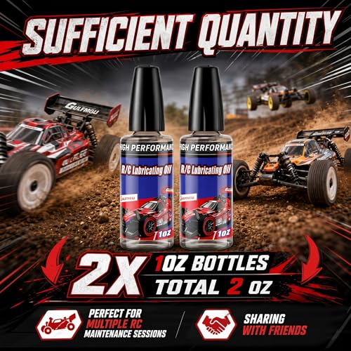 2 Bottles RC Lubricating Oil 1oz, Synthetic Oil for Lubricating R/C, Silicone Bearing Lubricant for RC Cars, Gear Lubricant for Motors, Bearings, Shafts and Moving Parts