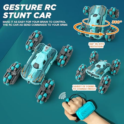 ZMMB 8 Wheel RC Stunt Car with Gesture Control, Spray & LED Lights, Double-Sided Off-Road Vehicle for Boys & Girls Ages 6-14, Ideal Christmas & Birthday Gift - color: 8 Wheel Rc Stunt Car