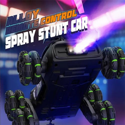 Boys 2.4G Remote Control Car with Gesture Sensing 360° Rotation 8 Wheel Off Road Stunt Drift Spray Racing Transformable Toy,B,Dual Battery - color: B