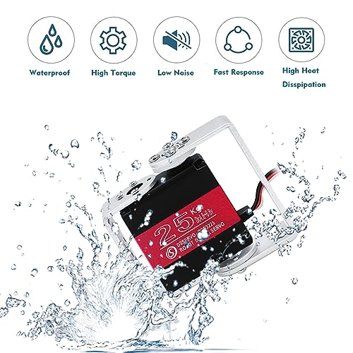 25KG Robot Servo Motor High Torque Full Metal Gear Digital Steering Servos with Mount Brackets - size: 25kg