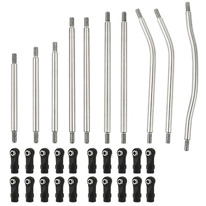 10Pcs Stainless Steel Link Rod Linkage Set with Ball End for Axial for 1/10 RC Crawler Axial SCX10 PRO Upgrade Part