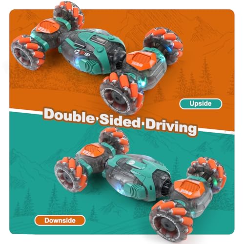 Gesture Sensing RC Stunt Car for Kids - 2.4Ghz Remote & Hand-Controlled Toy, Birthday Gifts for Boys 6 7 8 9 10 11 12 Year Old, Twist Off-Road Vehicle with Lights & Music