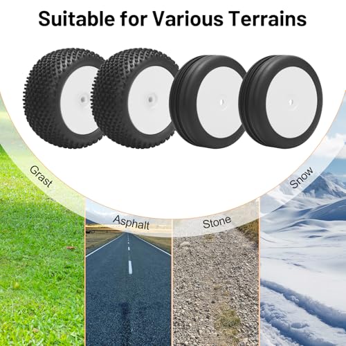 1/10 RC Car Tires and Wheels, daitoku 12mm Hex 1/10 RC Off Road Racing Tires and Wheels Rims for 1/10 Serpent Spyder SRX2 SRX4 XRAY XB2 Tekno EB410 yokomo yz4 Tamiya TD4 TT-02B DF-02