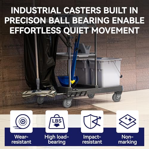 3.5'' Caster Wheels, ASOMWLS Industrial Rubber Casters Set of 4 with Load 1000lbs Capacity, Non Marking Replacement Wheels for Cart Dolly Trolley (4 Wheel) - style: 3.5 inch Wheel