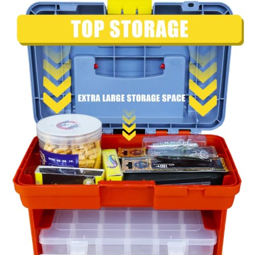 Torin Portable Tool Box, Small Parts Organizer with Drawers, tackle box | Customizable Compartments for Hardware, Fishing Tackle, Beads, or Crafts - size: 11IN