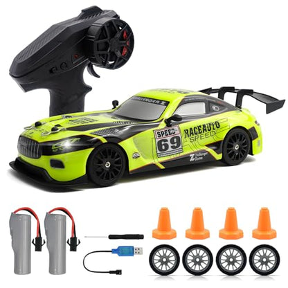 RC Drift Car, 1:24 Scale Remote Control Cars Vehicle for Kids, 2.4GHz 20KM/H 4WD High Speed RC Cars with LED Light Two Batteries & Drifting Tires Racing Sport Toy Car for Adults Boys Girls ZG05-Cyan - style: ZG05-Cyan