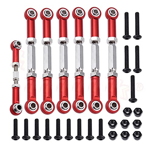 Aluminum Turnbuckles Camber Link Rod Ends Sets for 1/10 Slash 2WD 4X4/Hoss 2WD 4X4/Rustler 2WD 4X4/Stampede 2WD 4X4 Upgrade Parts RC Truck 7pcs/Set(Red)