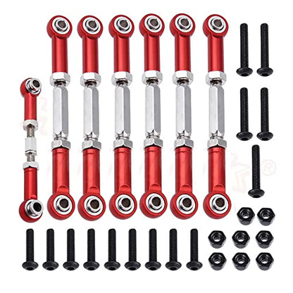 Aluminum Turnbuckles Camber Link Rod Ends Sets for 1/10 Slash 2WD 4X4/Hoss 2WD 4X4/Rustler 2WD 4X4/Stampede 2WD 4X4 Upgrade Parts RC Truck 7pcs/Set(Red)