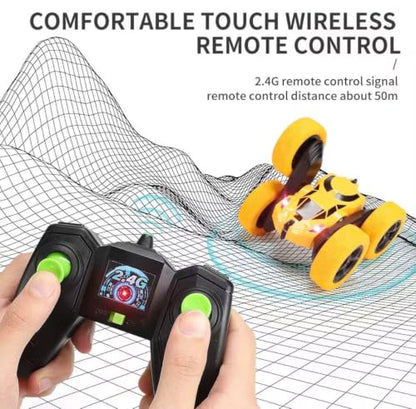 RC Flip Stunt Car Double-Sided 4x4 360 Degree Rotate, unixes (Yellow) | 2.4GHz Remote Control, Roll & Walk Stunts, Rechargeable Battery, Ages 6 and Up, TRP Vacuum Tires - color: Yellow