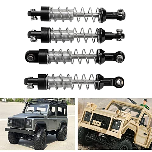 OUKENS RC Shock Absorber Set, 4Pcs Metal Black Adjustable Oil Shocks for 1/18 1/16 RC Crawler, Compatible with TRX4M, WPL C14 C24, MN D90, Axial Capra Upgrade Parts - color: Black