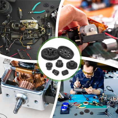 MECCANIXITY Steel 32P Gear Set with Gear Adapter 13T 5mm Shaft Motor Gears for RC Vehicles Truck Drift Car Part, Black - size: 13T