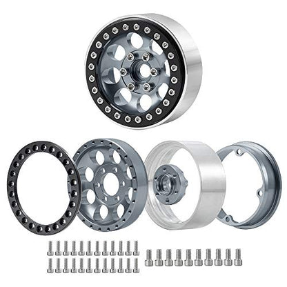 RCLIONS 4PCS Aluminum 1.9" Beadlock Wheel Rim for 1/10th Axial SCX10 TRX4 | Upgrade for SCX10-II,III,Redcat Gen7,Gen8,RC Crawler Car Parts