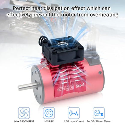Rc Motor Fan 30mm High Speed Heatsink 28000RPM with Metal Cover 3650 3660 540 550 Brushless Motor Heatsink for 1/10 36mm 38mm Diameter Size RC