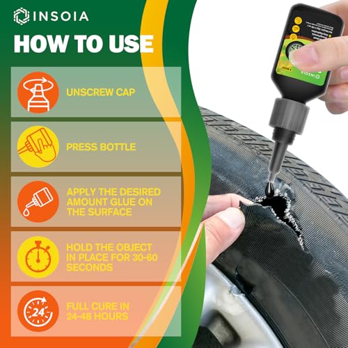 Black Rubber Glue, 20g Heavy Duty Rubber Adhesive for Tire, Tube, Shoes, Plastic, Metal & DIY Projects – Quick-Dry, Waterproof, Heat-Resistant Rubber Cement for Sidewalls, RC Tires & Auto Repair