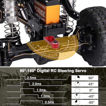 HobbyPark Waterproof 7.5kg High Torque RC Micro Servo Metal Gear Digital Arduino Servo for 1/18 TRX4M TRX4MT Redcat Ascent-18 Losi Mini LMT 1/10 TRX4 SCX10 RC Crawler RC Car Plane Boat Robot
