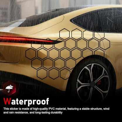 30 Grids Honeycomb Graphic Stickers, Reflective Hexagon Pattern Car Side Body Decals, Waterproof Automotive Body Modification Vinyl Decal, Universal for Car,Truck, SUV (Black) - color: Black
