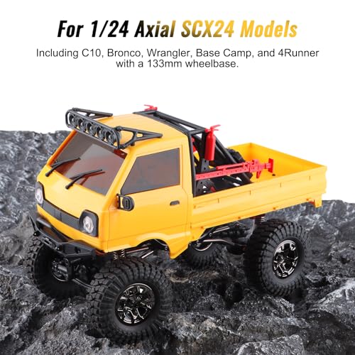 KT24 1/24 Kei Truck Hard Body Shell Kit for 133mm Wheelbase SCX24,YE | Plug-and-Play Lighting, For SCX24 C10/Bronco/Wrangler/Base Camp/4Runner - color: Yellow