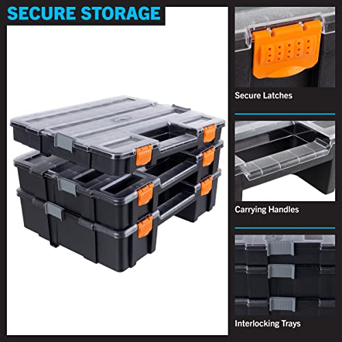 Stalwart Tool Box Organizer - 3-in-1 Portable Small Parts Organizer, Gray