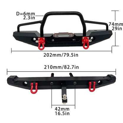 RC car Metal Front/Rear Anti-Collision Bumper for 1/10 Crawler Car TRX-4 Axial SCX10ii 90046 With Light