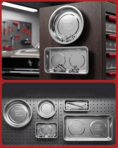 Magnetic Tray 4-Pack, Stainless Steel Magnetic Parts Tray Set, 3 Inch and 6 Inch Round Trays, Square Tray and Shallow Tray, Magnetic Tool Tray for Nuts Bolts Screws, Silver - color: Silver