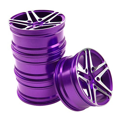 ShareGoo Metal Wheel Rims RC 12mm Hex Hubs 1/10 RC Drift On-Road Racing Touring Wheel Rim Compatible with HSP Tamiya Kyosho RedCat Sakura WLtoys Universal 1/10 RC Scales,5-Spoke (Purple) - color: Purple
