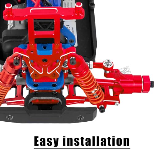 RC Aluminum Metal Shocks&Drive Shaft Axles&Suspension Arms&Steering Block&Camber Links Toe Links&Gearbox&Body Posts Mount&Shock Tower Upgrades Parts for 1/18 LaTrax Teton Desert Prerunner,Red - color: Red(for 1/18)