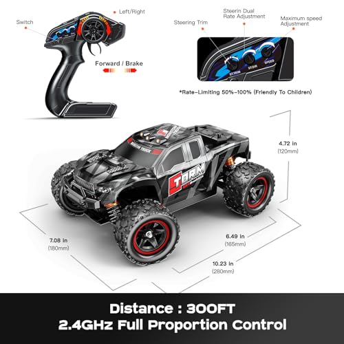 RC Cars 1:18 Brushless RC Car for Adults & Boys, All-Metal Drivetrain Off-Road RC Racing Truck 52 km/h, Fast Remote Control Car for Adults with 2 Batteries with Wearing Parts kit