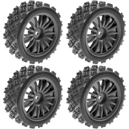 4Pack Vgoohobby OD2.83in 1/10 On Road Rubber Tires w/Nylon Wheel Rims 12mm Hex Compatible with HSP HPI Redcat Tamiya Traxxas 1/10 RC On Road Racing Touring Car (Black) - color: Black