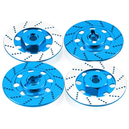 4PCS MORFUM RC Aluminum Alloy Hex Drift Wheels Rim Tires Hub Brake Disc Compatible with Sakura D4 AWD RWD 1/10 RC Drift Crawler Car Upgrade Parts (Blue) - color: Blue