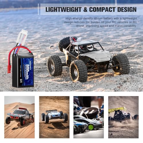 11.1V 900mAh Lipo Battery 3S 50C High Discharge Rate RC Battery Pack with JST Plug Rechargeable Lipos for RC Airplane Racing Drone Helicopter Quadcopter Micro FPV RC Car Truck Boat