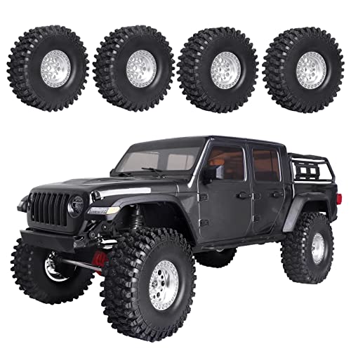 HobbyPark 120mm / 4.72inch 1.9 Crawler Tires and 1.9 Beadlock Wheels Set Foam Inserts for Axial SCX10 II III Traxxas TRX-4 Redcat Gen8 Gen7 Upgrades Replacement Parts (4-Pack) (Silver) - color: Silver