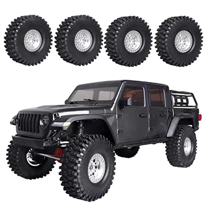 HobbyPark 120mm / 4.72inch 1.9 Crawler Tires and 1.9 Beadlock Wheels Set Foam Inserts for Axial SCX10 II III Traxxas TRX-4 Redcat Gen8 Gen7 Upgrades Replacement Parts (4-Pack) (Silver) - color: Silver