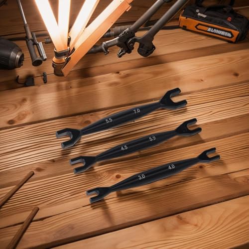 Rc Car Wrench Set, Aluminum Open End Spanner, Double End Tool Kit, 1/10 Rc Crawler Wrench, 3Mm 4Mm 5Mm Nut Driver, Axial Scx10 Tools, Hobby Repair Hand Tools(black) - color: Black