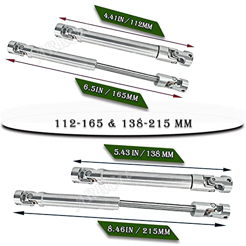 2PCS RC Crawler Drive Shaft for 1/10 SCX10 TRX6 Wraith Red cat Capra GEN8 D90 TF2 RC 4WD,ARRCat Stainless Steel Universal Driveshaft RC Upgrades Part Hop Ups,(112-165 & 138-215 MM) - size: 1pc (112-165mm) & 1pc (138-213mm)