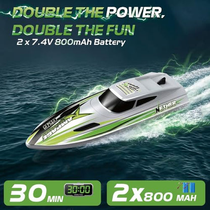 ARRIS Brushless RC Racing Boat with Auto Flip and LED Lights RTR | High-Speed Performance, Waterproof Hull, Propeller Drive, Pool & Lake Ready - color: Silver