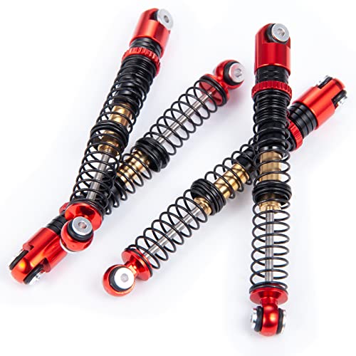 MOHERO Adjustable RC Shocks Absorber Damper 53mm Aluminum 4Pcs for 1/24 Axial SCX24 RC Crawler Car Upgrade Parts (Red) - color: Red