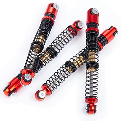 MOHERO Adjustable RC Shocks Absorber Damper 53mm Aluminum 4Pcs for 1/24 Axial SCX24 RC Crawler Car Upgrade Parts (Red) - color: Red