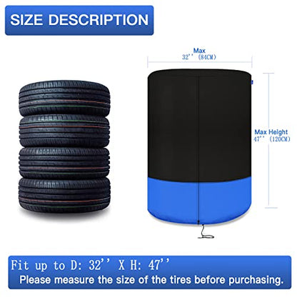 Kayme Tire Cover, Large Tire Storage Bag, Seasonal Spare Tire Storage Cover, Durable Tire Bags Used in Trucks, SUV, Trailer Sun Rain Snow Protection, Fit 32 Inch Tire Diameter-Black | Heavy 420D Oxford, Full Waterproof PVC Layer, All Weather Sun Rain Snow